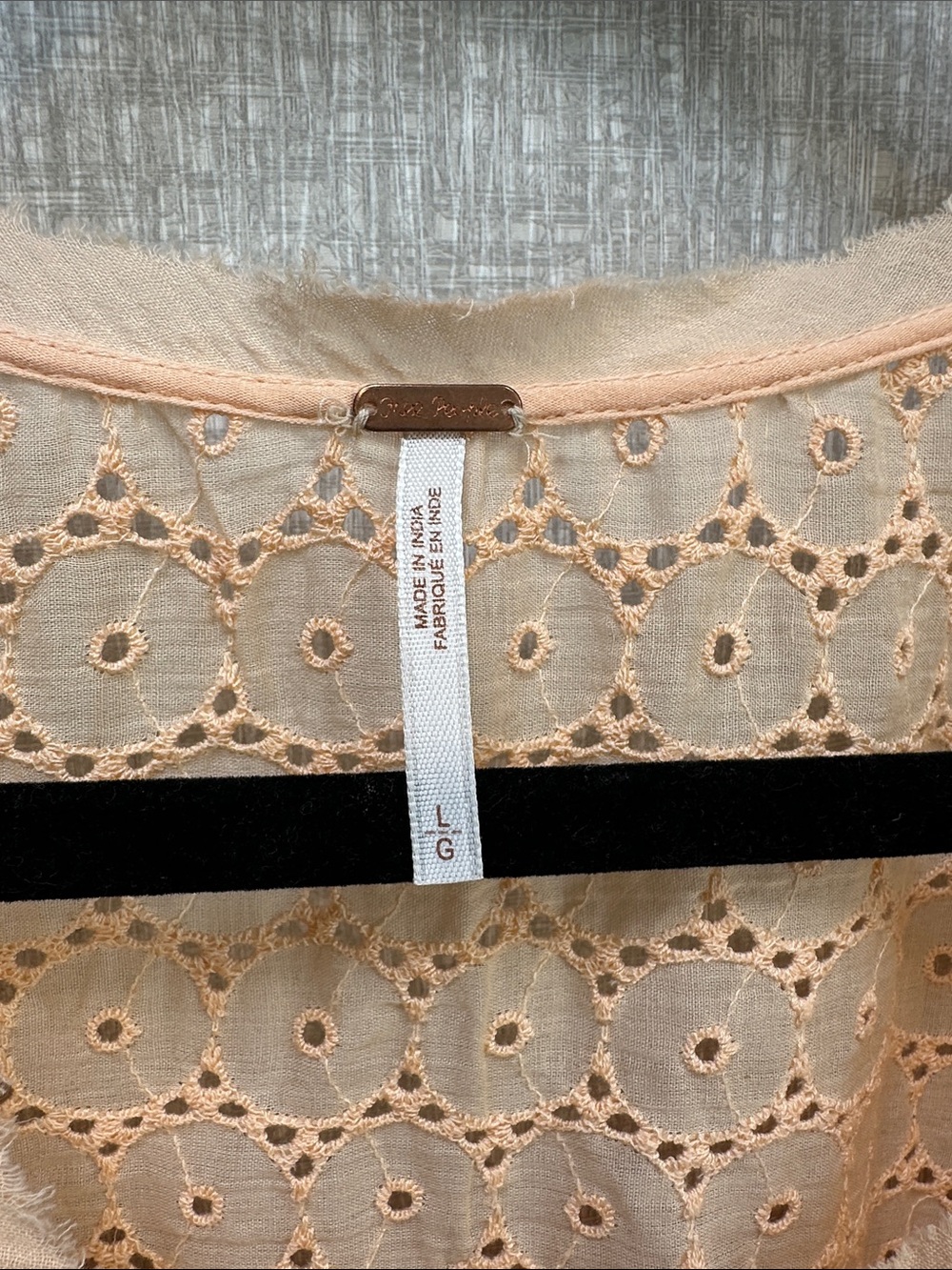 Free People Peach Eyelet Button-Front Tunic - Picture 2 of 5